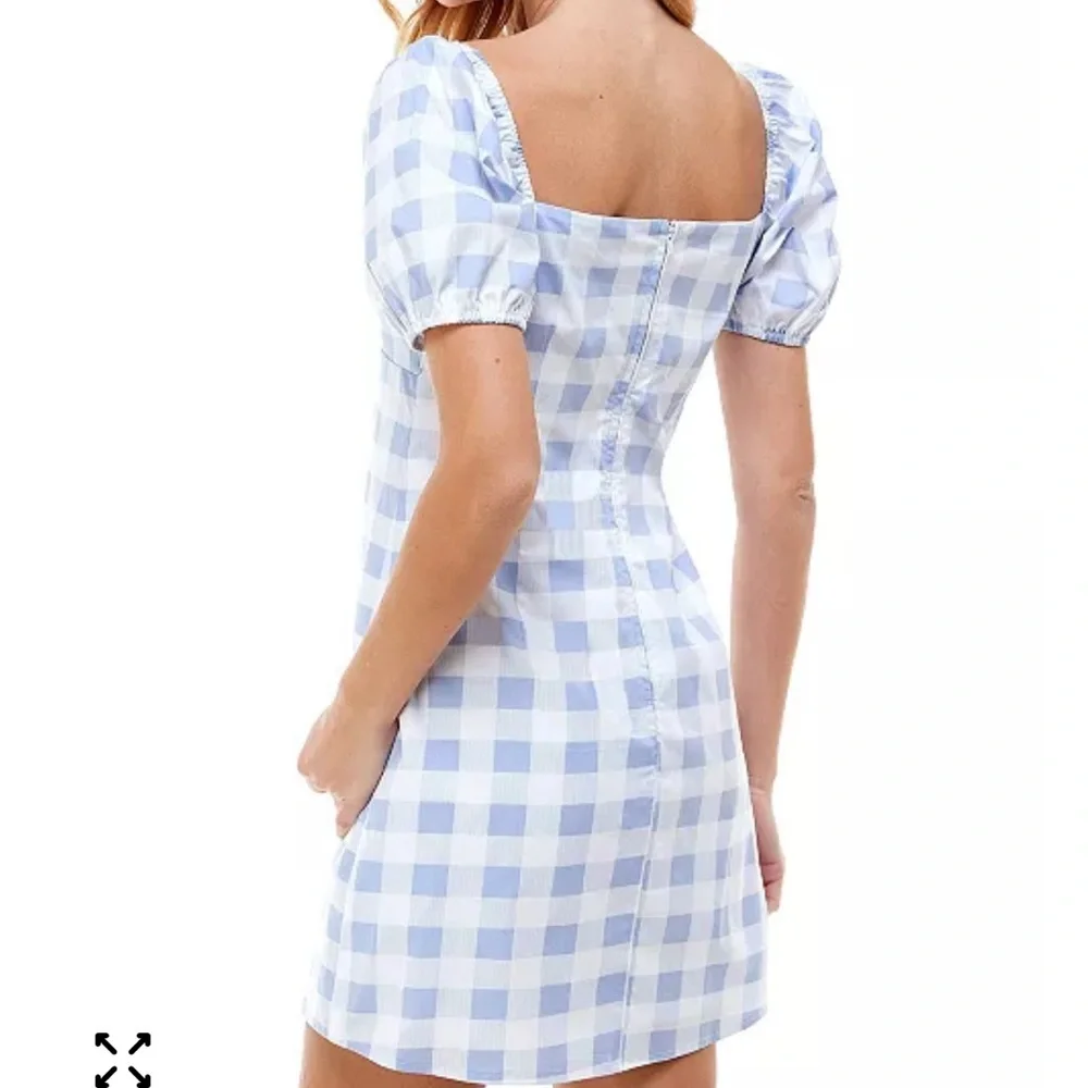 🐣City Triangles Light Blue and White Plaid Mini Dress
